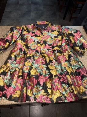 Anthropologie Bettina Floral Tiered Button-Front Mini Dress